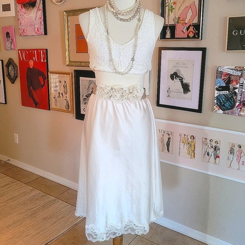 Maidenform 60's Cream Satin and Lace Union Label Half Slip